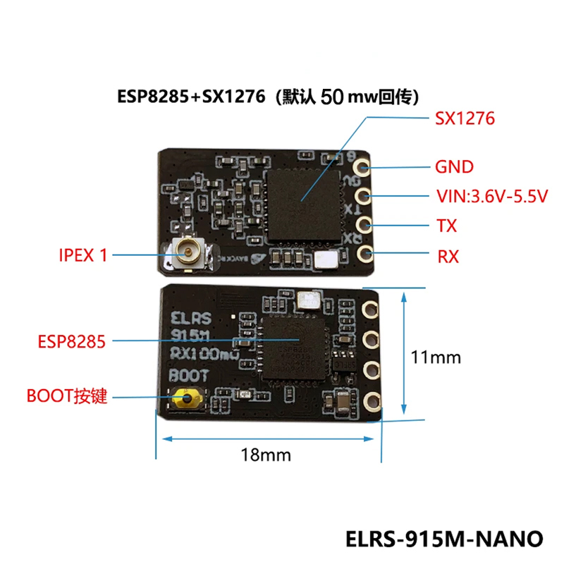 BAYCK ELRS 900MHz 915MHz NANO  - đánh giá và giá Ipex Connector