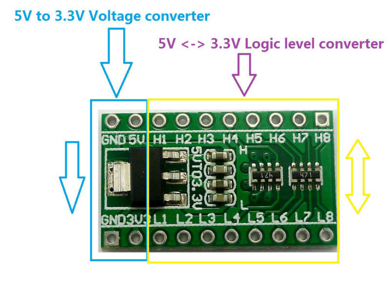 5 Pcs  8CH IIC I2C Logic Level - đánh giá và giá Ams1117 Module