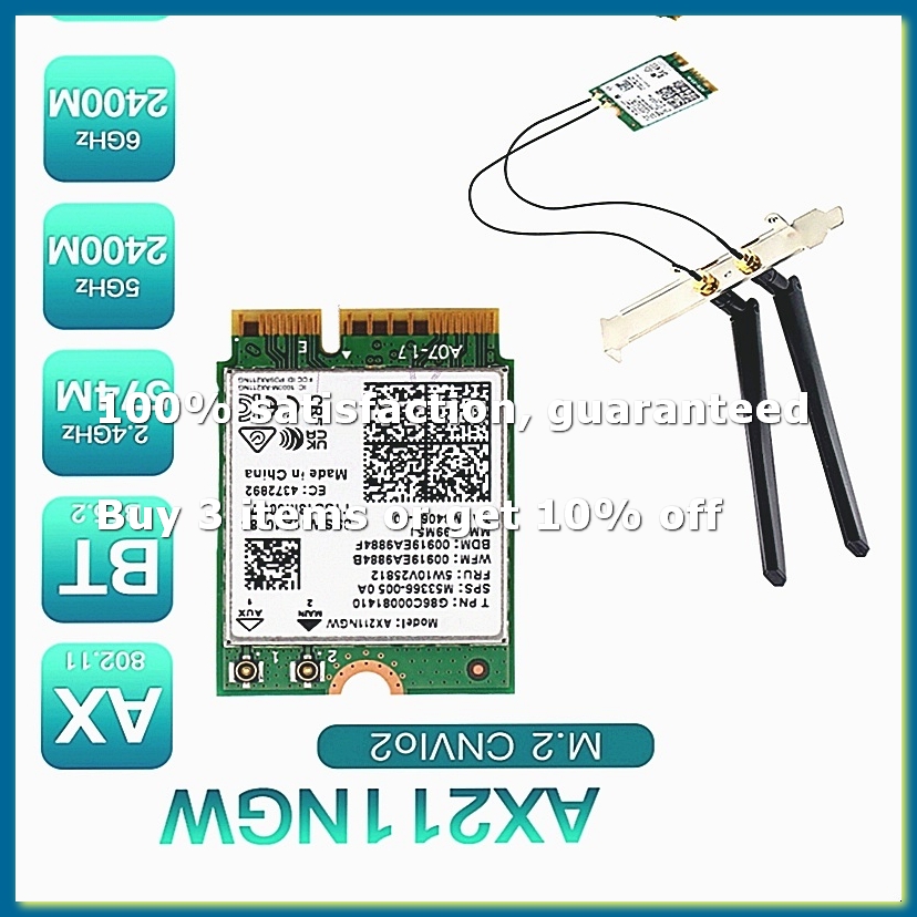 AX211NGW+Dual Antenna WiFi 6E  - đánh giá và giá Antenna 2.4Ghz