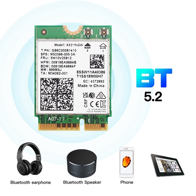 AX211NGW+Dual Antenna WiFi 6E  - đánh giá và giá Antenna 2.4Ghz