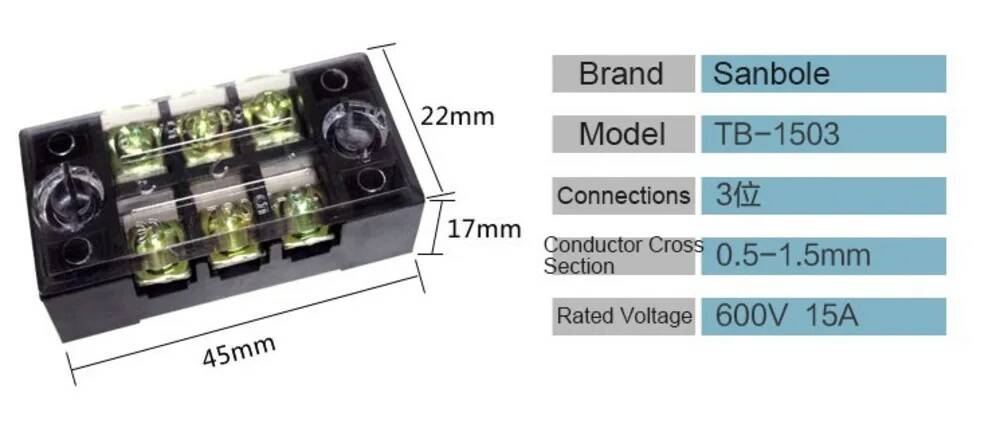 Kép Row Đồng TB-1503 Dải Vít K - đánh giá và giá Screw Terminal Block
