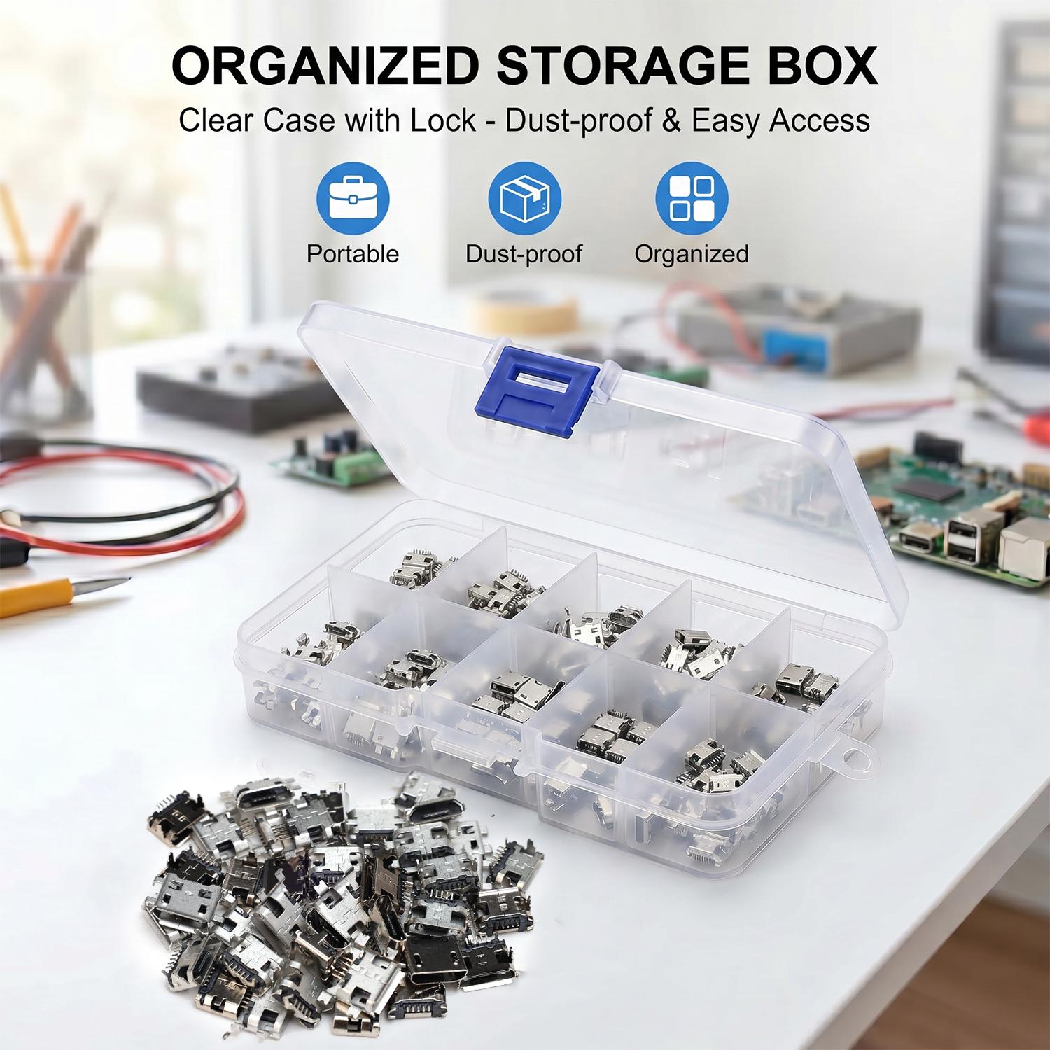 100PCS/Pack 10 Types Female 5P - đánh giá và giá Micro Usb Cable
