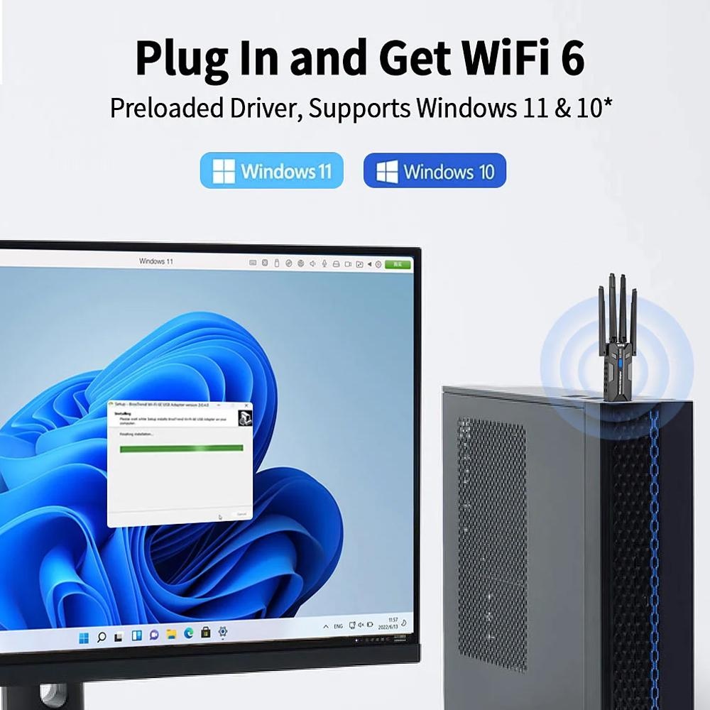 WiFi 6 USB Adapter 1800Mbps Du - đánh giá và giá Antenna 2.4Ghz